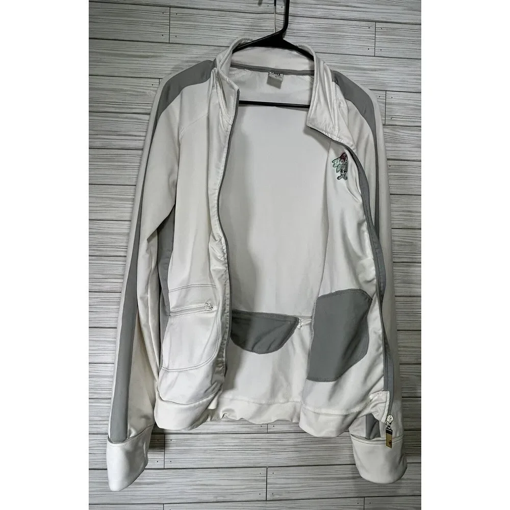 ALO coolfit yoga athletic womens jacket white full zip Sz Medium With‎ Logo